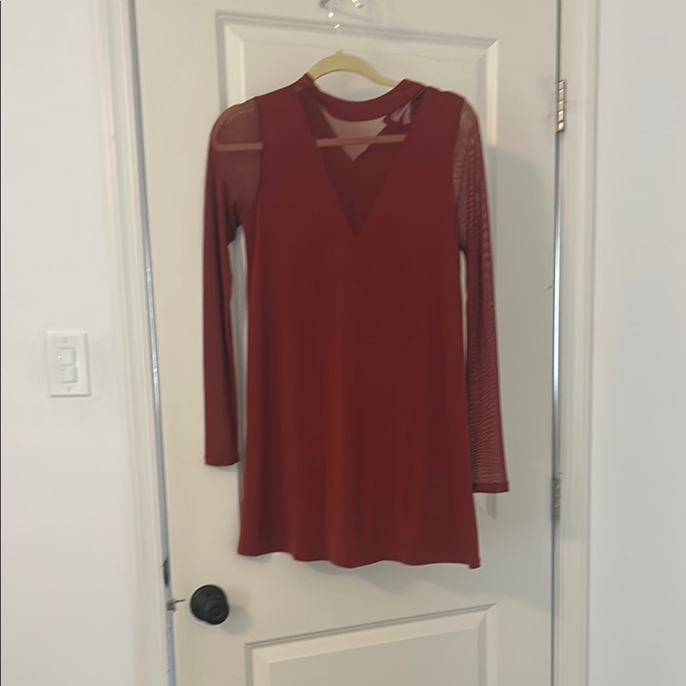 Elegant Red Long Sleeve Dress